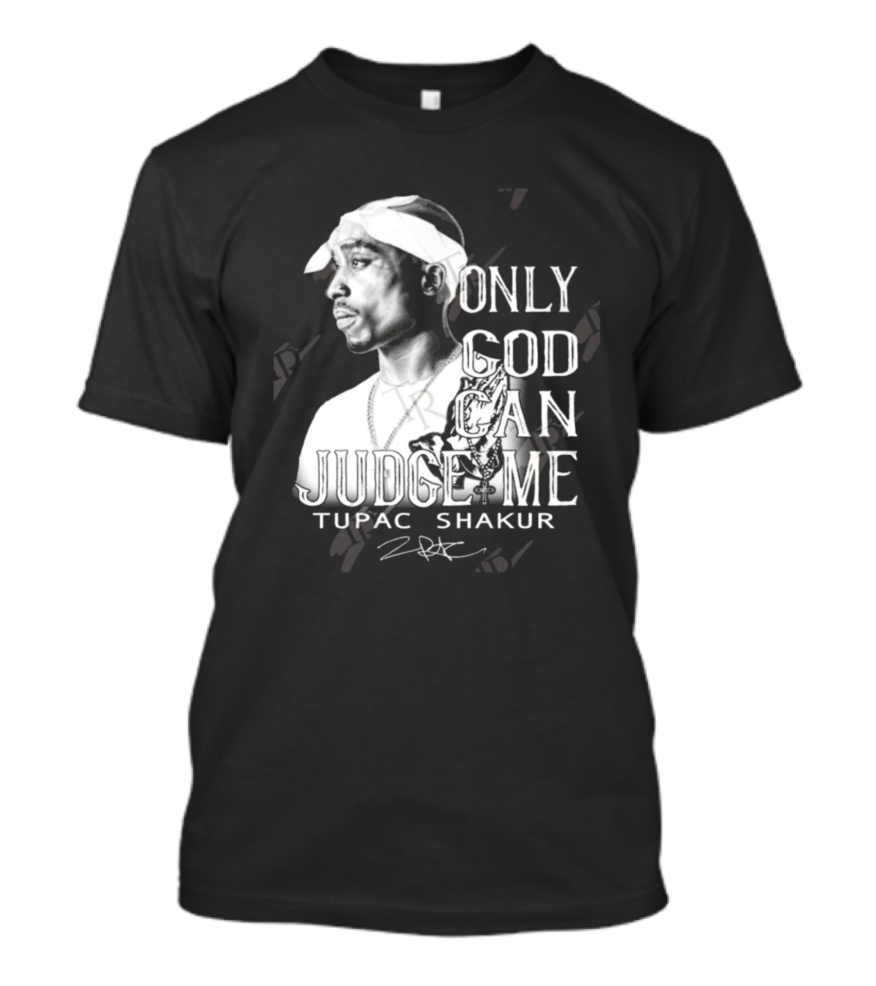 Tupac Shakur Only God Can Judge Me Signature Bandana Tribute T-Shirt