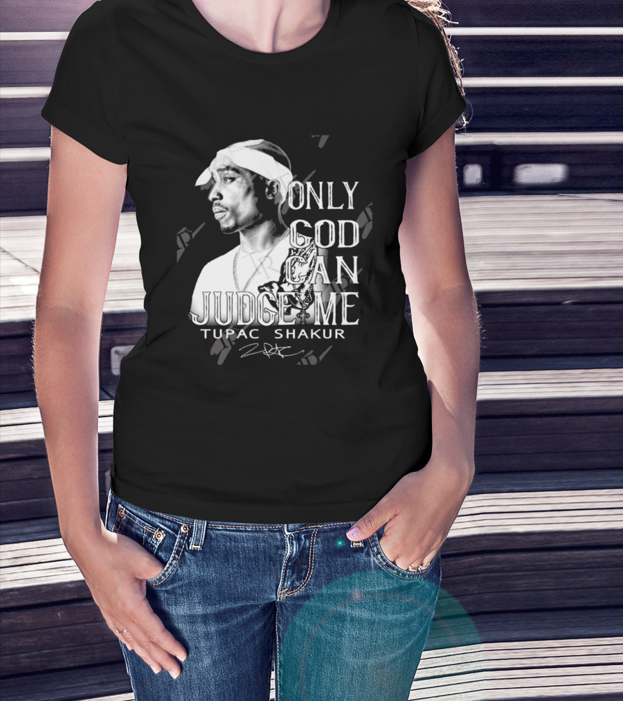 Tupac Shakur Only God Can Judge Me Signature Bandana Tribute T-Shirt