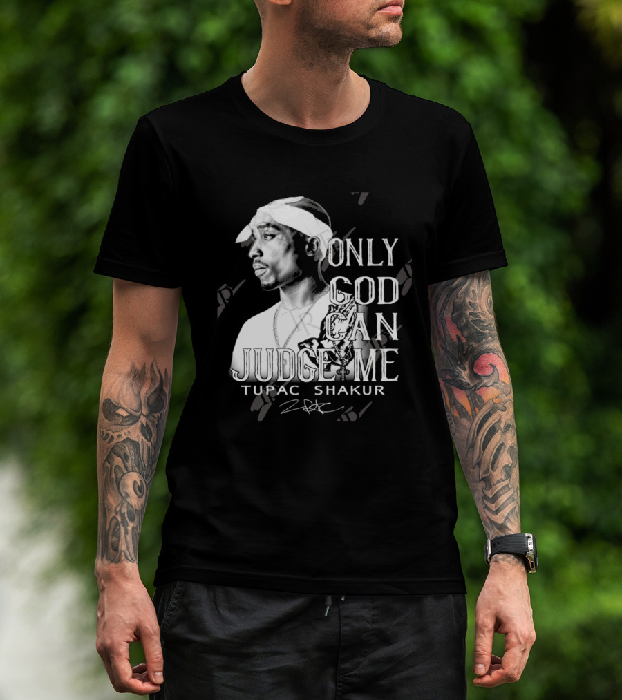 Tupac Shakur Only God Can Judge Me Signature Bandana Tribute T-Shirt