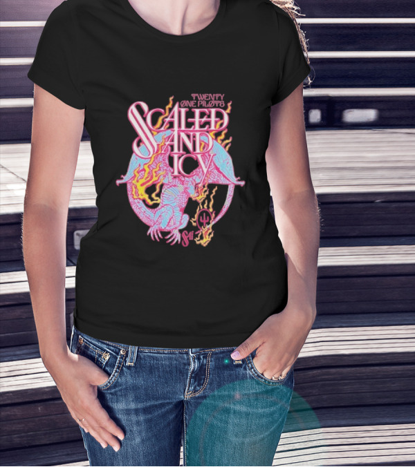 Twenty One Pilots Scaled And Icy Dragon Flame Artwork T-Shirt