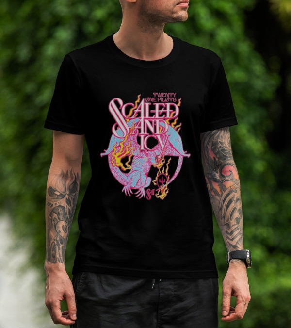 Twenty One Pilots Scaled And Icy Dragon Flame Artwork T-Shirt