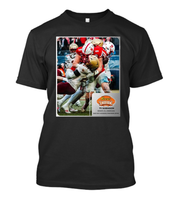 Reese's Senior Bowl Ty Robinson Senior DL Nebraska Bad Boy Mowers Pinstripe Bowl T-Shirt