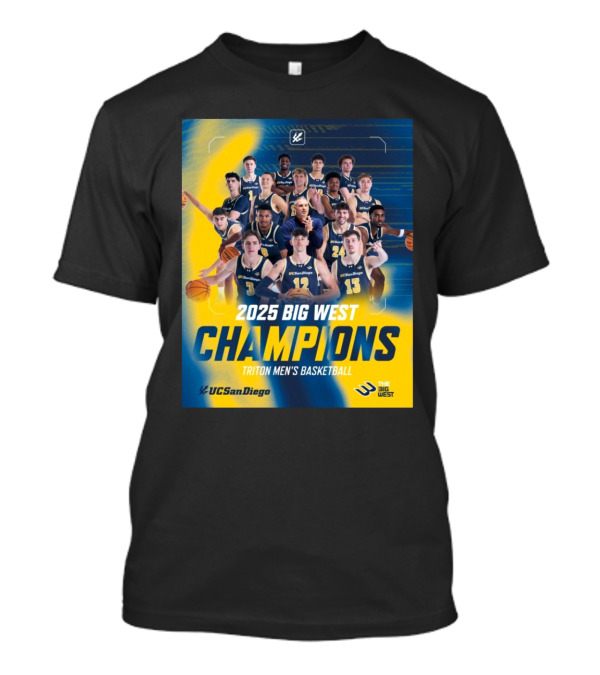 UC San Diego Triton Men's Basketball 2025 Big West Champions Team T-Shirt