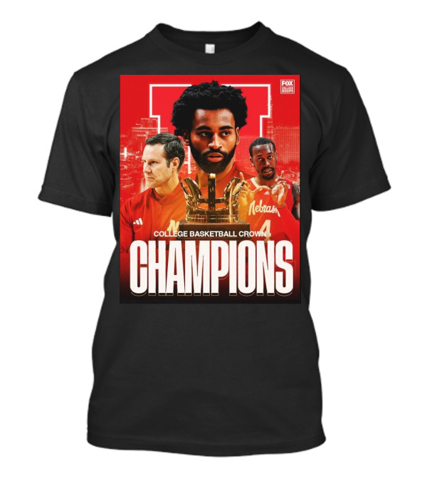 FOX College Hoops Nebraska Basketball College Basketball Crown Champions T-Shirt