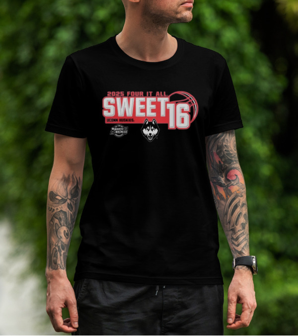 UConn Huskies 2025 Sweet 16 Four It All Women's Basketball T-Shirt