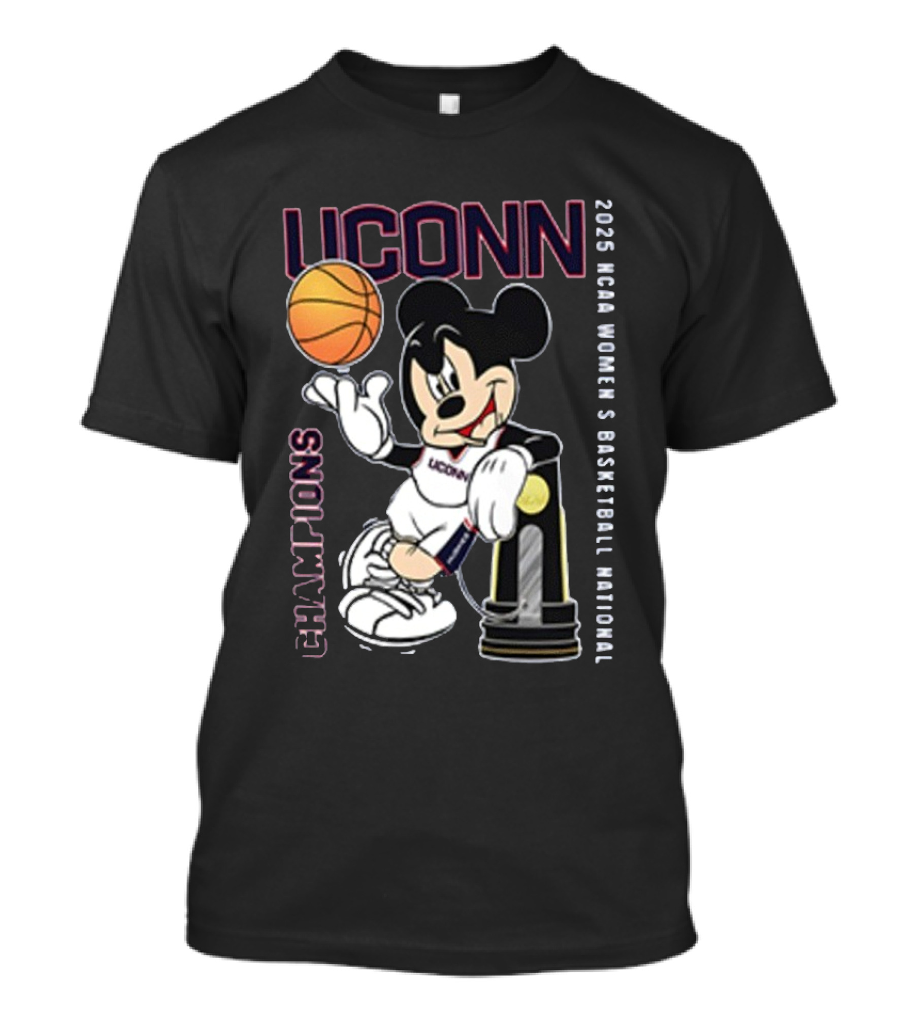 UConn Huskies Mickey Mouse 2025 NCAA Women's Basketball National Champions T-Shirt
