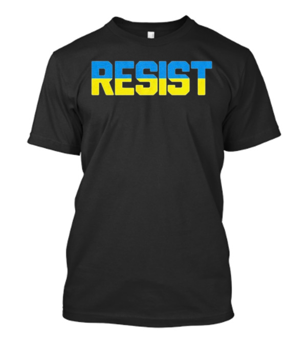 Ukraine Resist Blue Yellow Block Letters T-Shirt