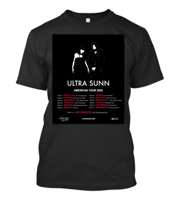 Ultra Sunn Concert Tour 2025 New York Los Angeles Ottawa Montreal Toronto Boston Miami Tampa San Jose Mexico City Tijuana Las Vegas San Diego T-Shirt