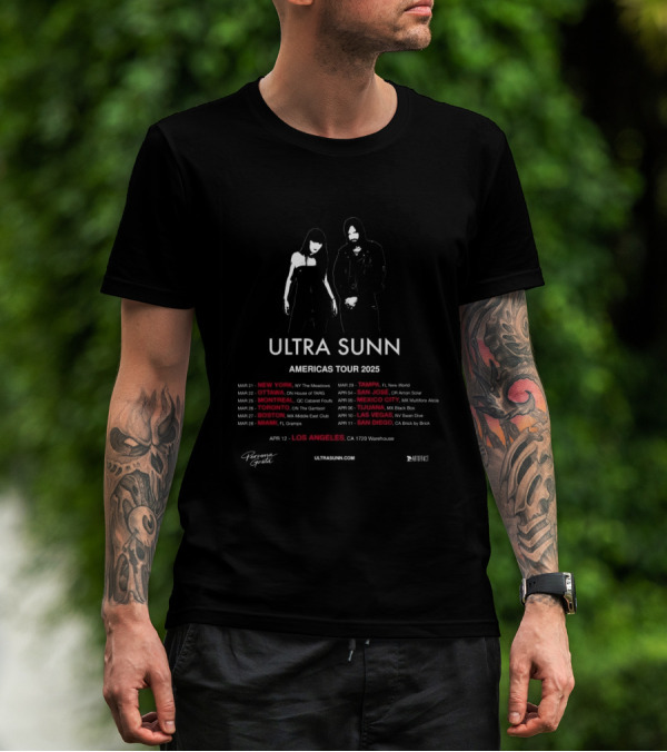 Ultra Sunn Concert Tour 2025 New York Los Angeles Ottawa Montreal Toronto Boston Miami Tampa San Jose Mexico City Tijuana Las Vegas San Diego T-Shirt