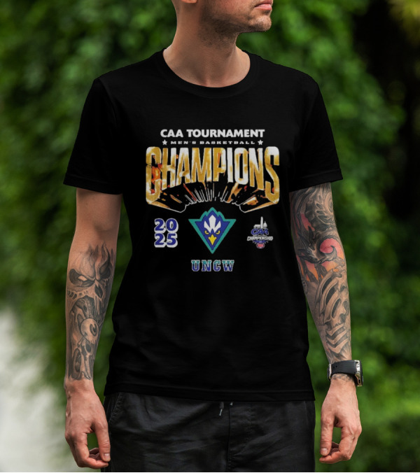 UNCW Seahawks CAA Men's Basketball Tournament Champions 2025 T-Shirt