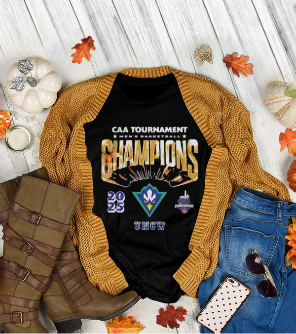 UNCW Seahawks CAA Men's Basketball Tournament Champions 2025 T-Shirt