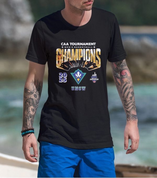 UNCW Seahawks CAA Men's Basketball Tournament Champions 2025 T-Shirt