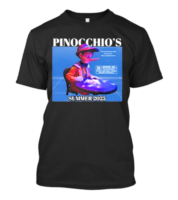 Pinocchio’s Summer 2025 Unethical Threads Movie Parody T-Shirt