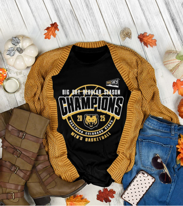 Big Sky Regular Season Champions 2025 Northern Colorado Bears Men's Basketball T-Shirt