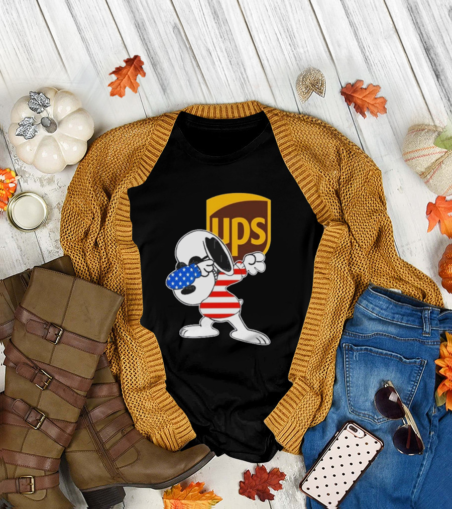 UPS Snoopy Dabbing American Flag Style T-Shirt