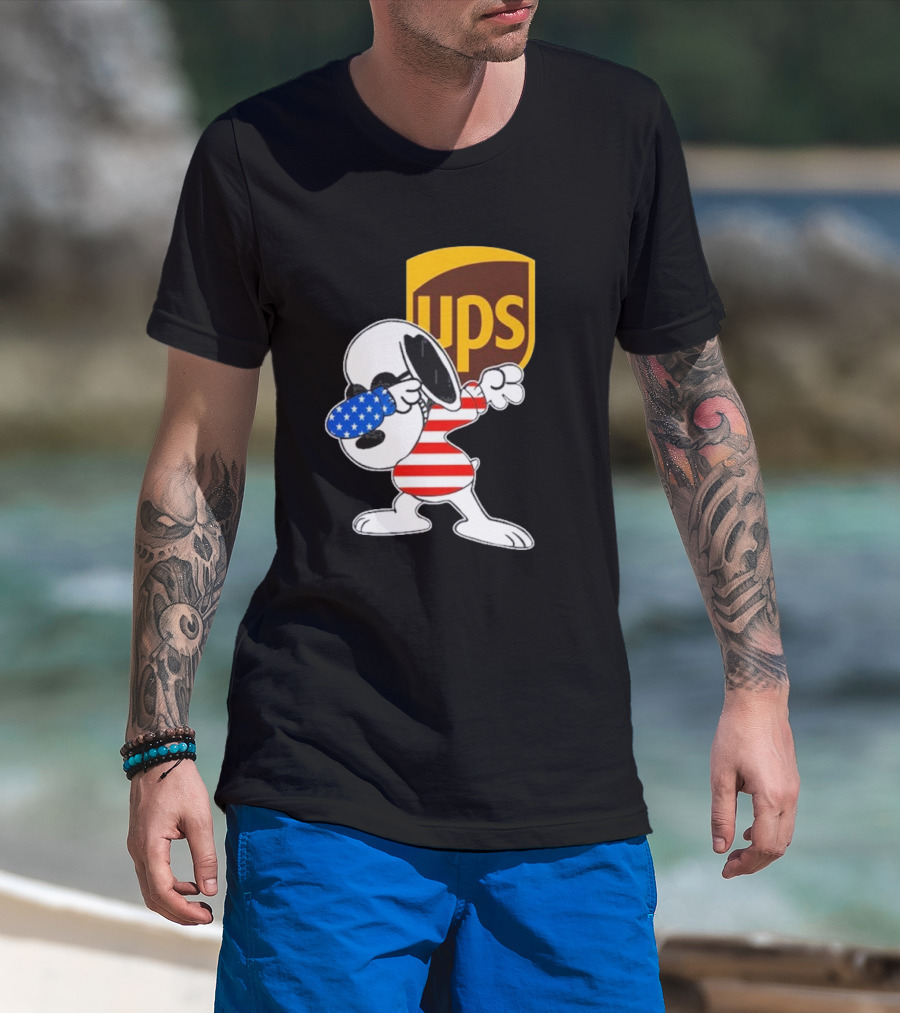 UPS Snoopy Dabbing American Flag Style T-Shirt