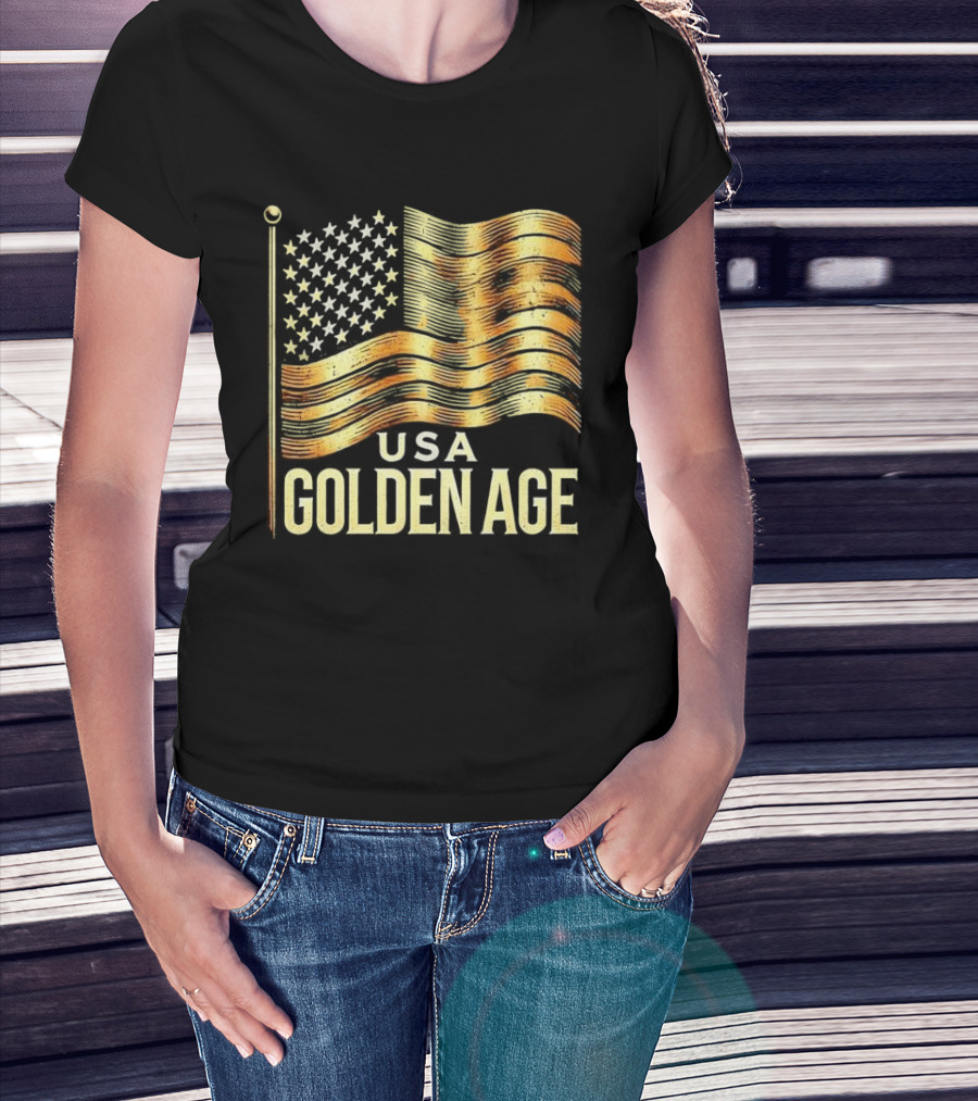 USA Golden Age Golden American Flag T-Shirt