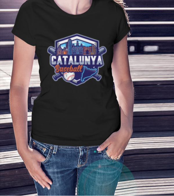 USSSA Catalunya Baseball Week March 11-17 2025 Barcelona Cityscape And Batting Icon T-Shirt