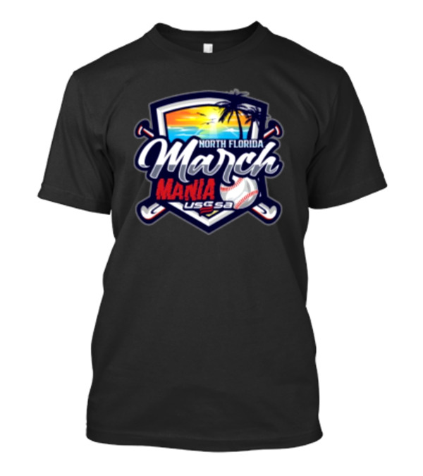 USSSA North Florida March Mania 2025 Baseball Sun And Palm Tree T-Shirt