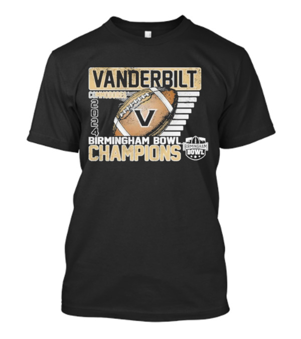 Vanderbilt Commodores 2024 Birmingham Bowl Champions Football V Badge T-Shirt
