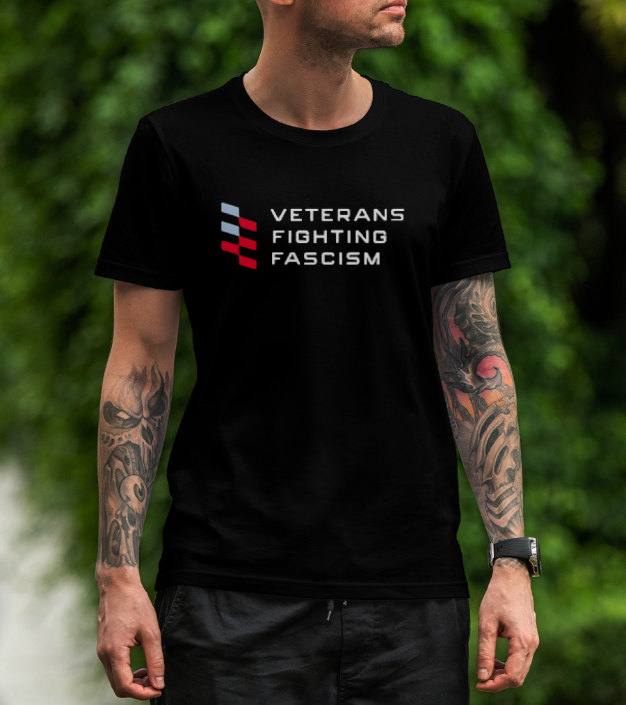 Veterans Fighting Fascism Red And Blue Stripes Movement T-Shirt