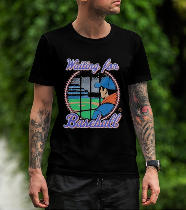 Waiting For Baseball Game Fan Looking Out Stadium Window T-Shirt