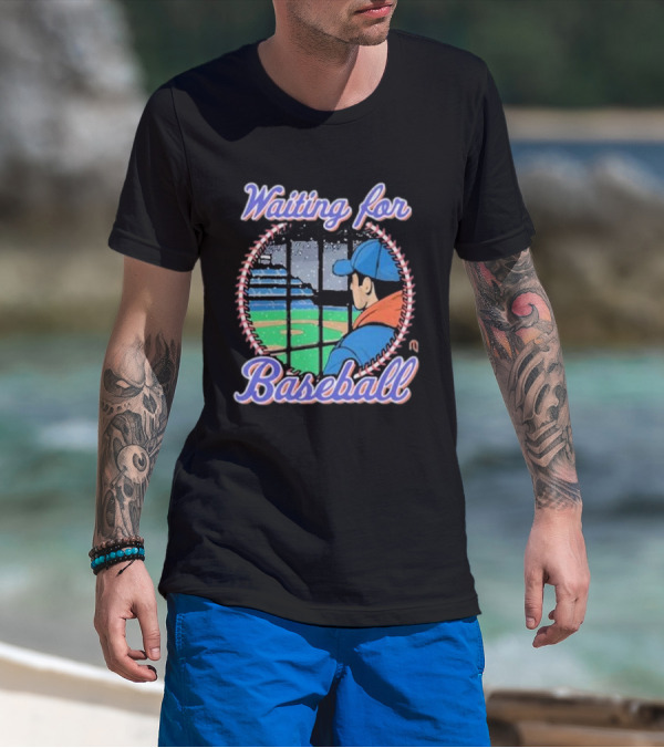 Waiting For Baseball Game Fan Looking Out Stadium Window T-Shirt