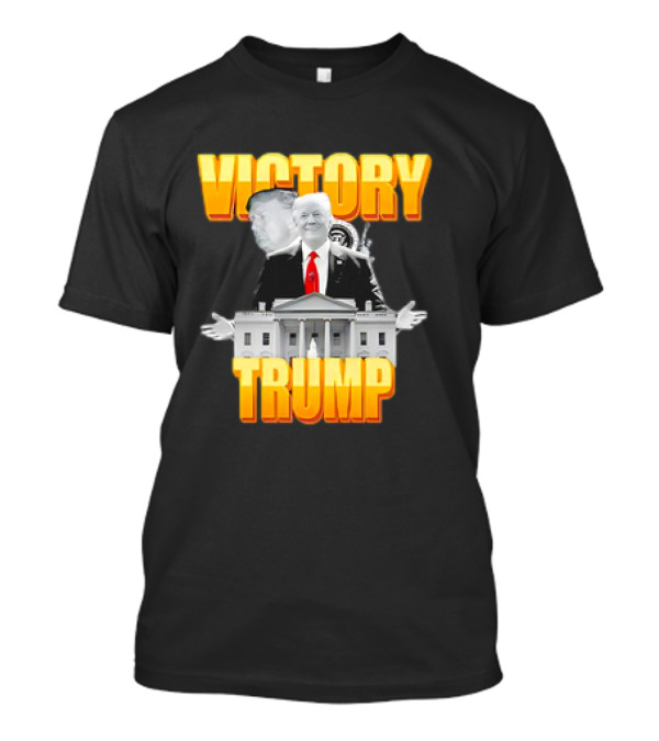 Victory Trump White House President With Red Tie And Gray Background T-Shirt