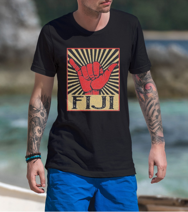 Fiji Retro Shaka Vintage Island Surfer T-Shirt
