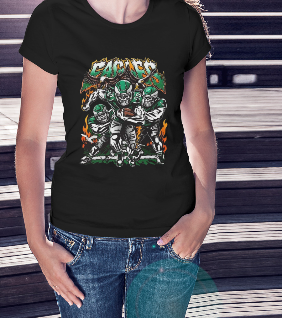 Warren Lotas Philadelphia Eagles Super Bowl LIX Skeleton Football Players T-Shirt