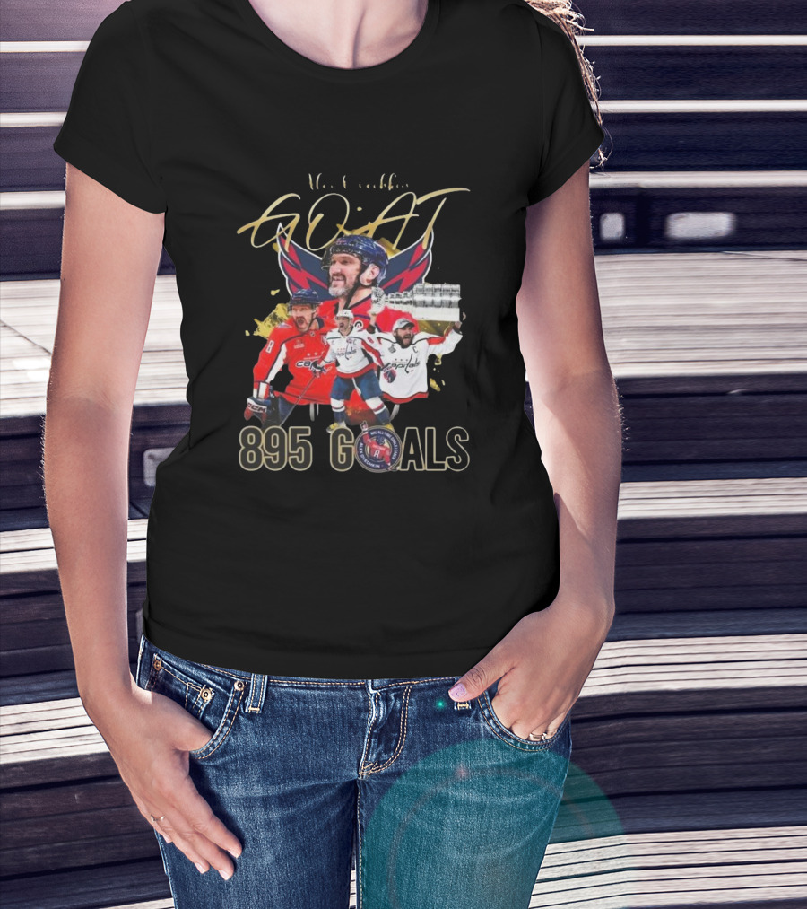 Washington Capitals NHL Alex Ovechkin GOAT 895 Goals Signature Collection T-Shirt