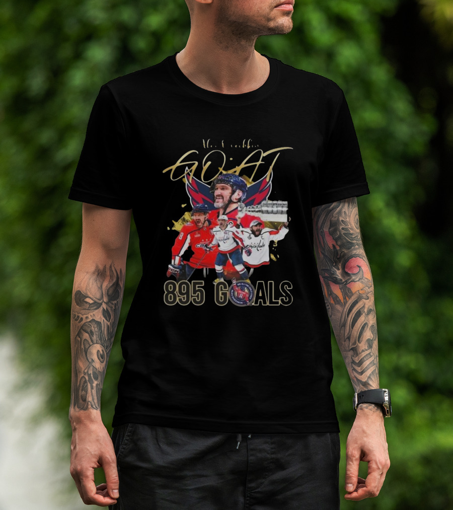 Washington Capitals NHL Alex Ovechkin GOAT 895 Goals Signature Collection T-Shirt