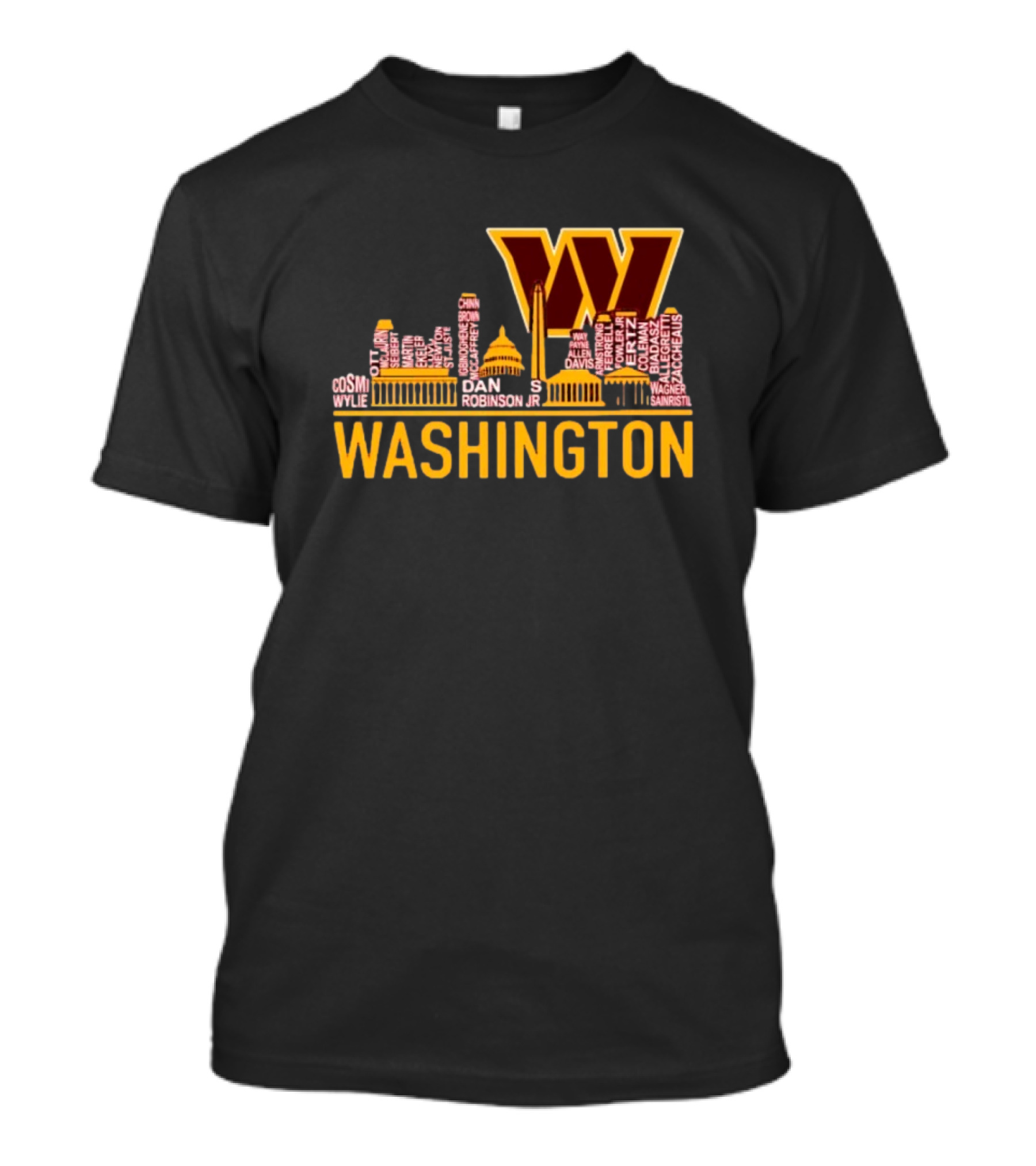 Washington Commanders 2025 Championship Celebration Skyline Names List T-Shirt