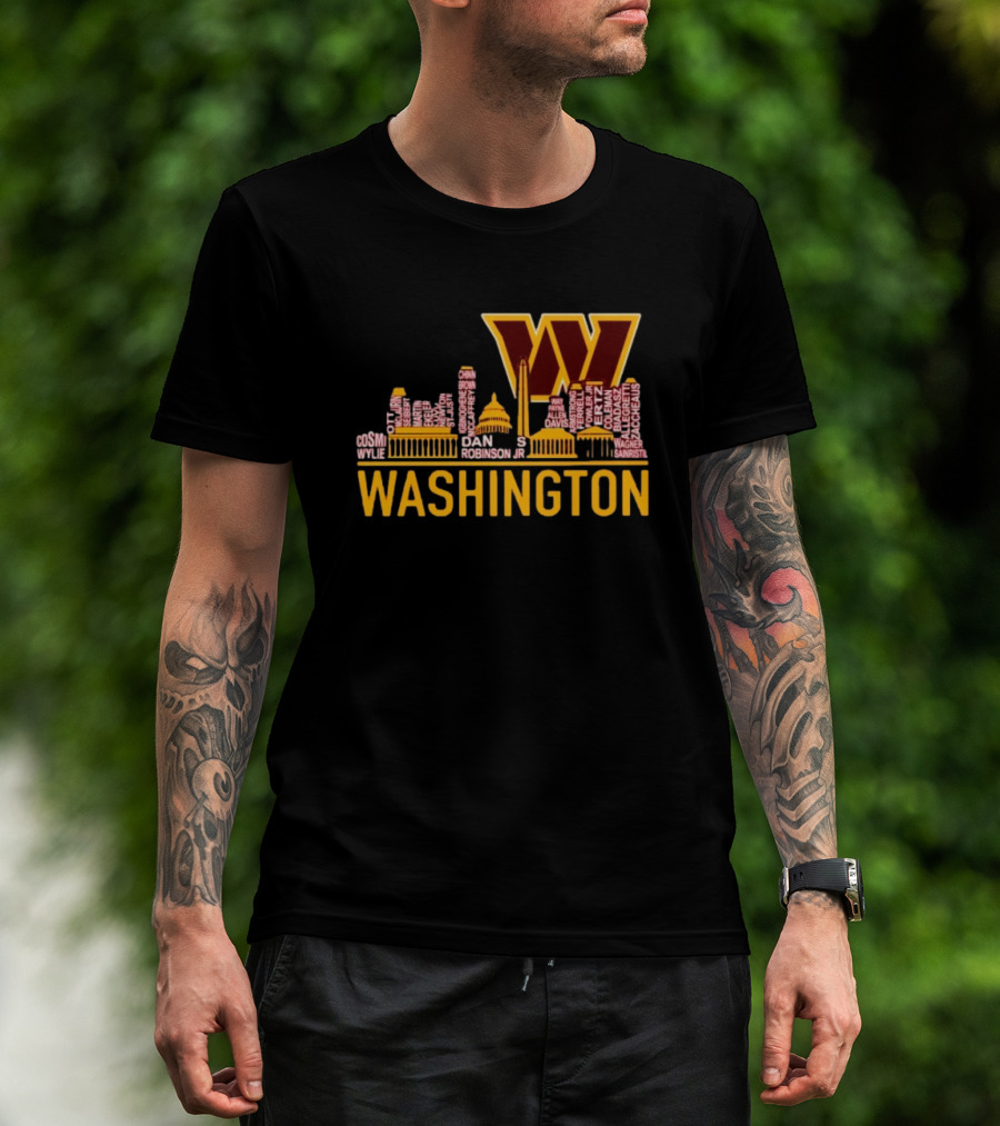 Washington Commanders 2025 Championship Celebration Skyline Names List T-Shirt