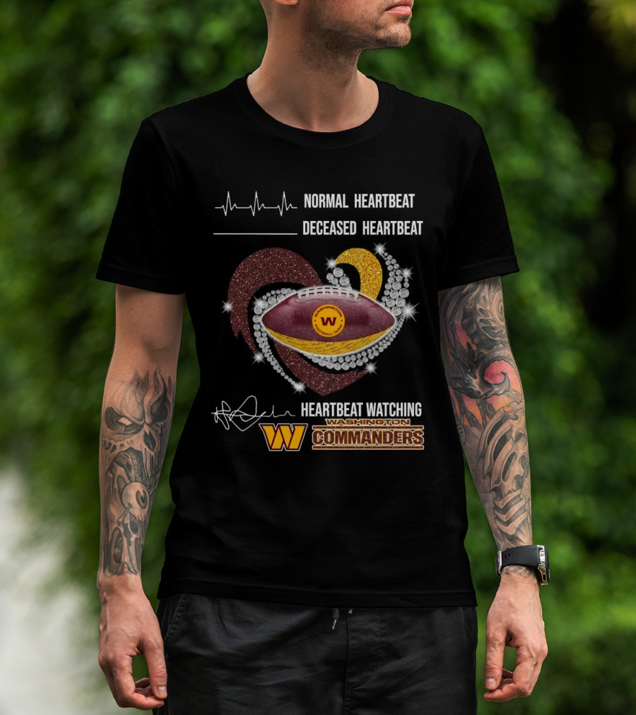 Washington Commanders Faster Heartbeat When Ing Football Diamond Heart T-Shirt