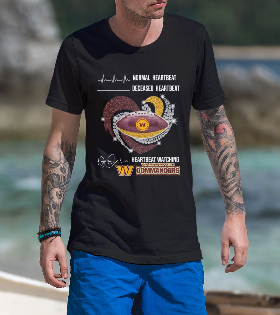 Washington Commanders Faster Heartbeat When Ing Football Diamond Heart T-Shirt