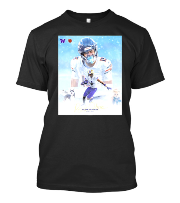 Washington Huskies Chicago Bears Rome Odunze Autographed Pick 9 T-Shirt