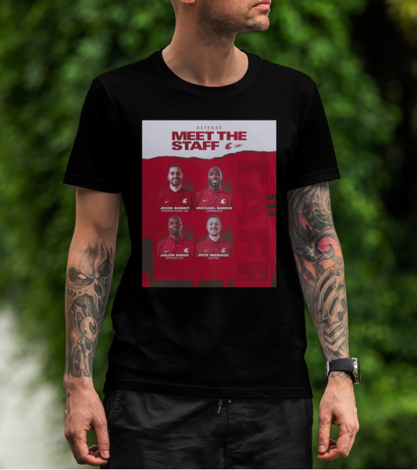 Defense Meet The Staff Washington State Cougars Jesse Bobbit Michael Banks Jalon Bibbs Pete Menage Nike T-Shirt