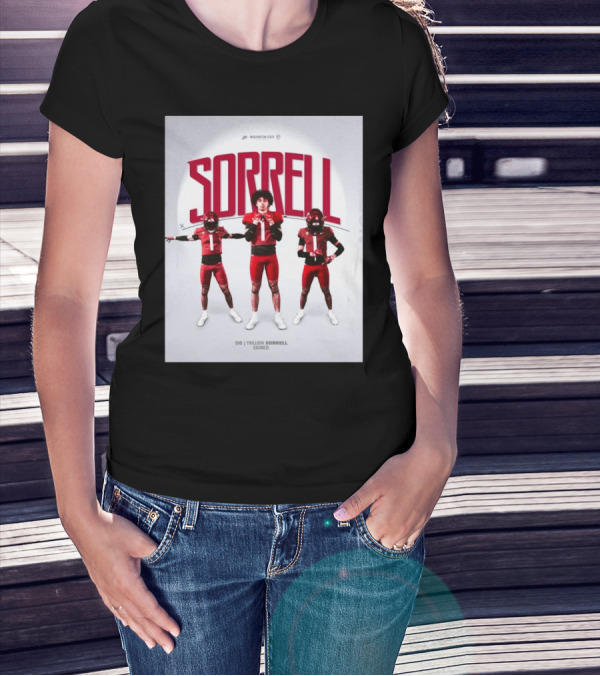 Washington State Cougars Sorrell DB Trillion Signed Football Palouse T-Shirt