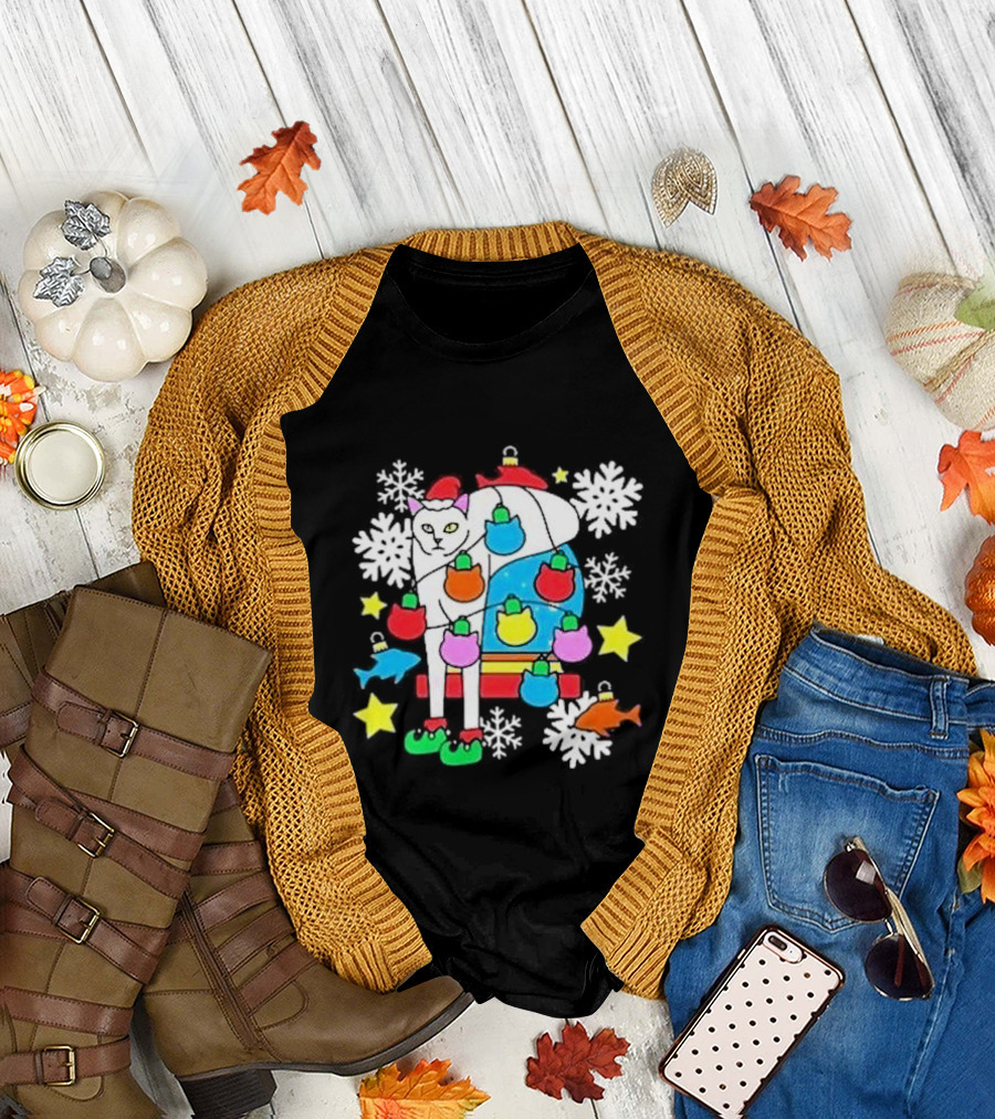 Weird Little Holiday Christmas 2024 Festive Llama Decorated With Ornaments T-Shirt