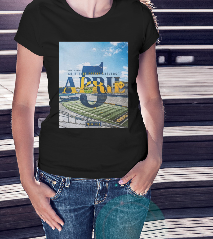 West Virginia Mountaineers Save The Date Gold Blue Spring Showcase April 5 2025 1 PM T-Shirt