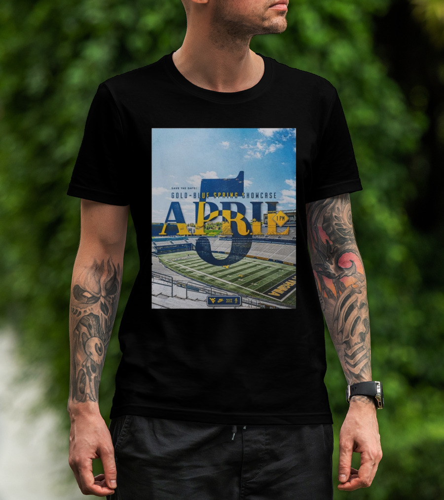 West Virginia Mountaineers Save The Date Gold Blue Spring Showcase April 5 2025 1 PM T-Shirt