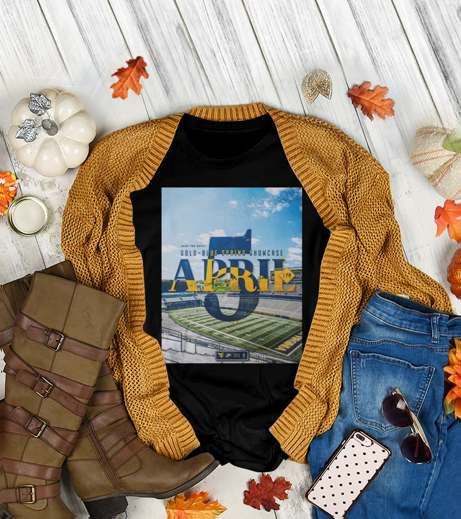 West Virginia Mountaineers Save The Date Gold Blue Spring Showcase April 5 2025 1 PM T-Shirt