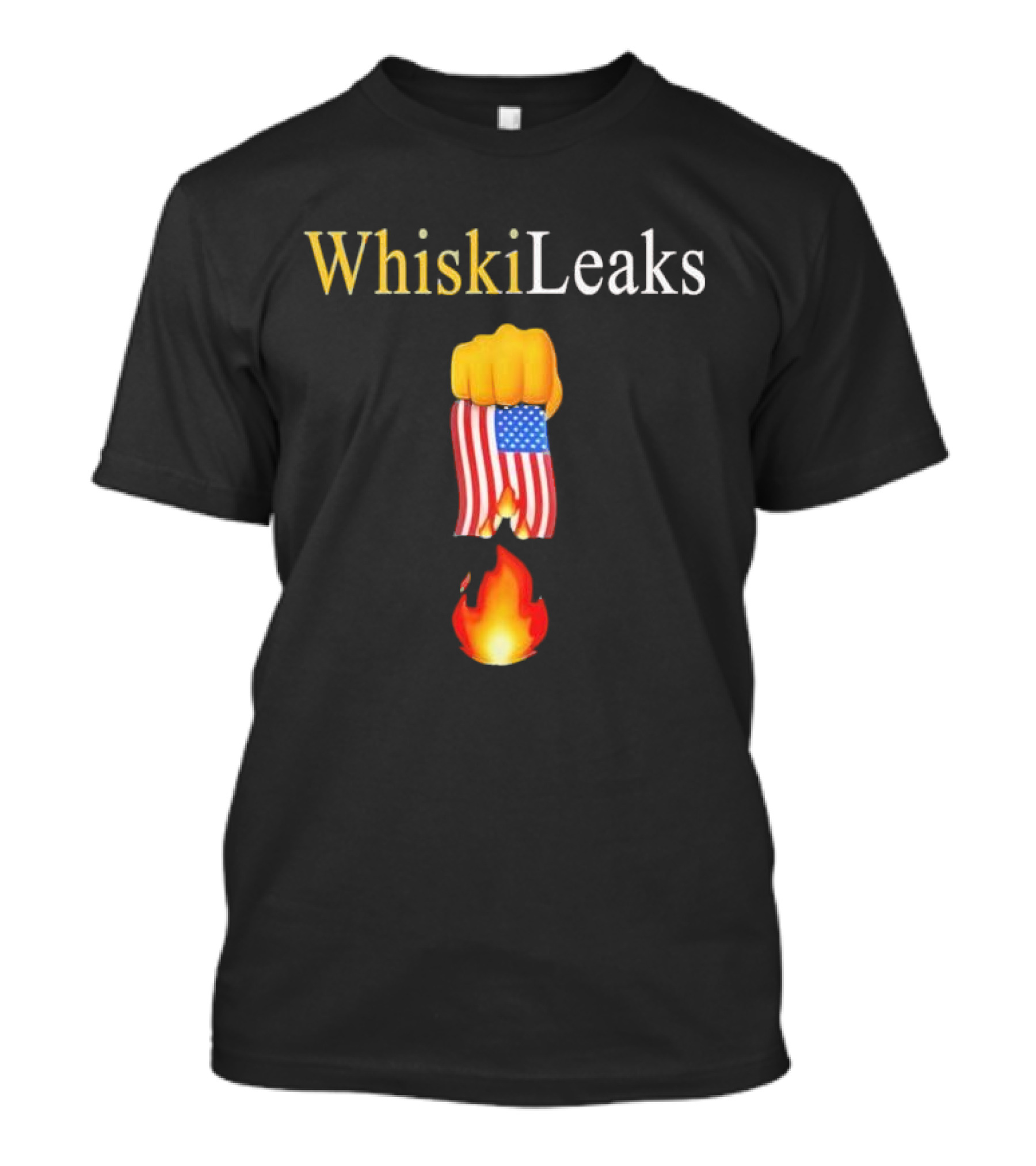 Whiskileaks American Flag Fist Fire 2025 T-Shirt