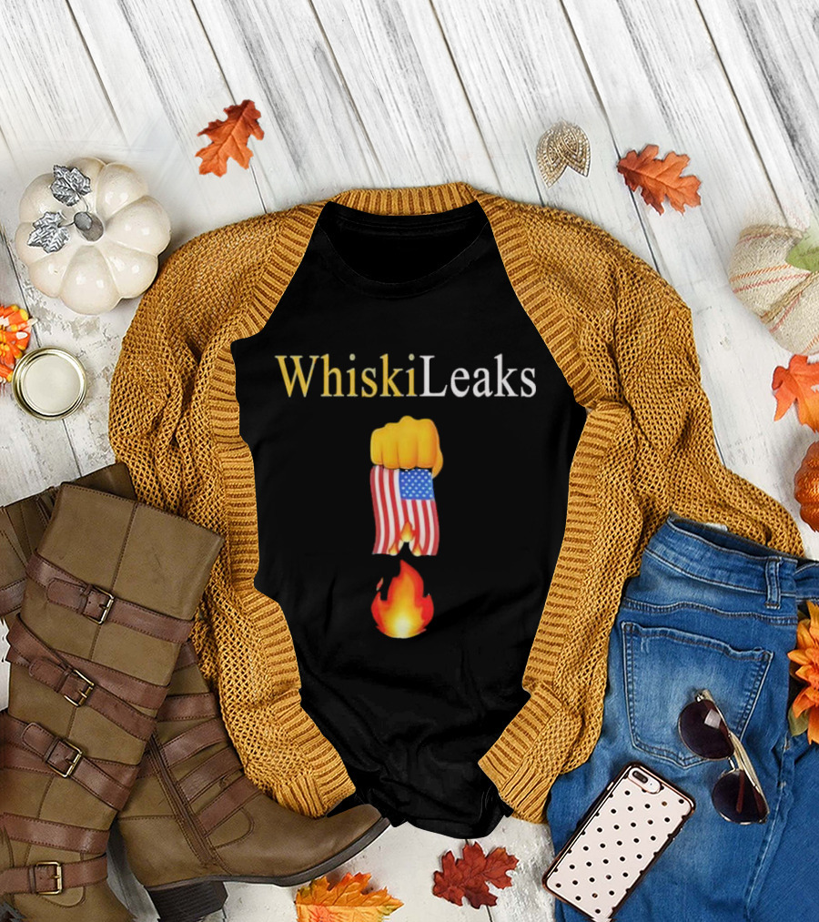 Whiskileaks American Flag Fist Fire 2025 T-Shirt