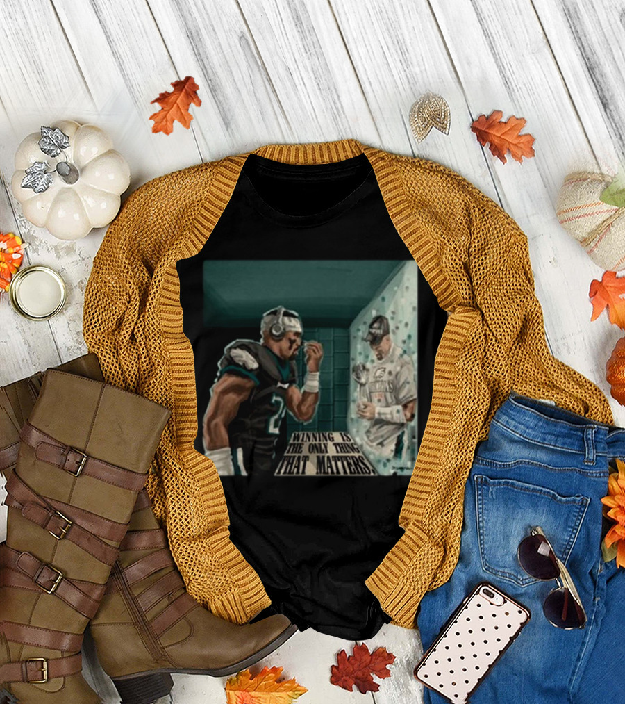 Winning Is The Only Thing That Matters Football Player Reflecting on Victory Trophy Moment T-Shirt