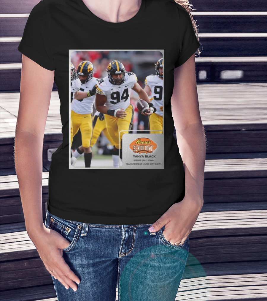 Reese's Senior Bowl Yahya Black DL Iowa Transperfect Music City Bowl T-Shirt
