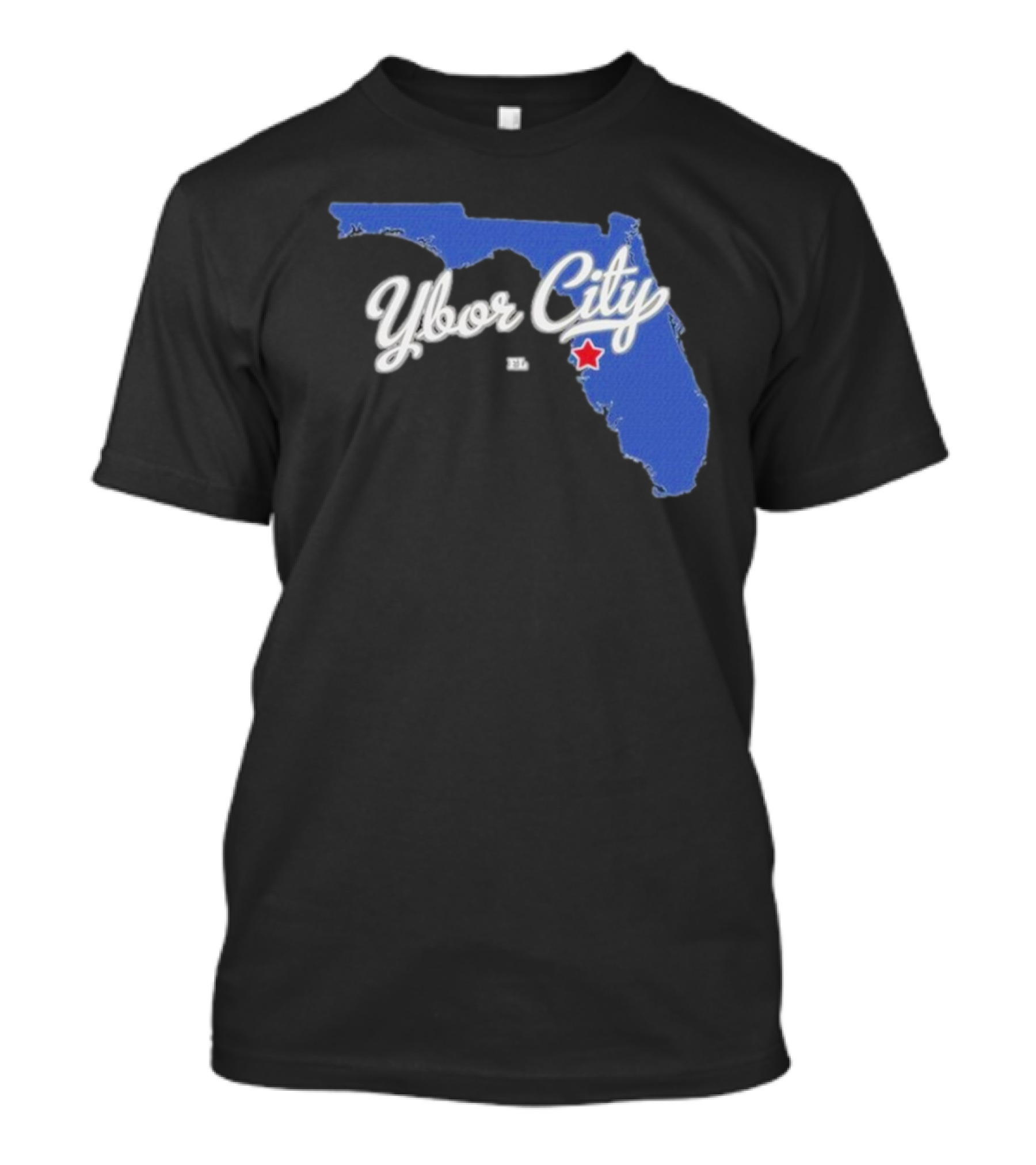 Ybor City Florida Map With Red Star Tampa Fl T-Shirt