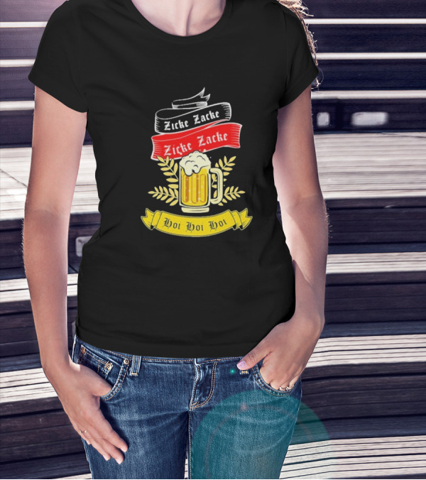 Zicke Zacke Oktoberfest Beer Germany Flag Hoi Hoi Hoi T-Shirt