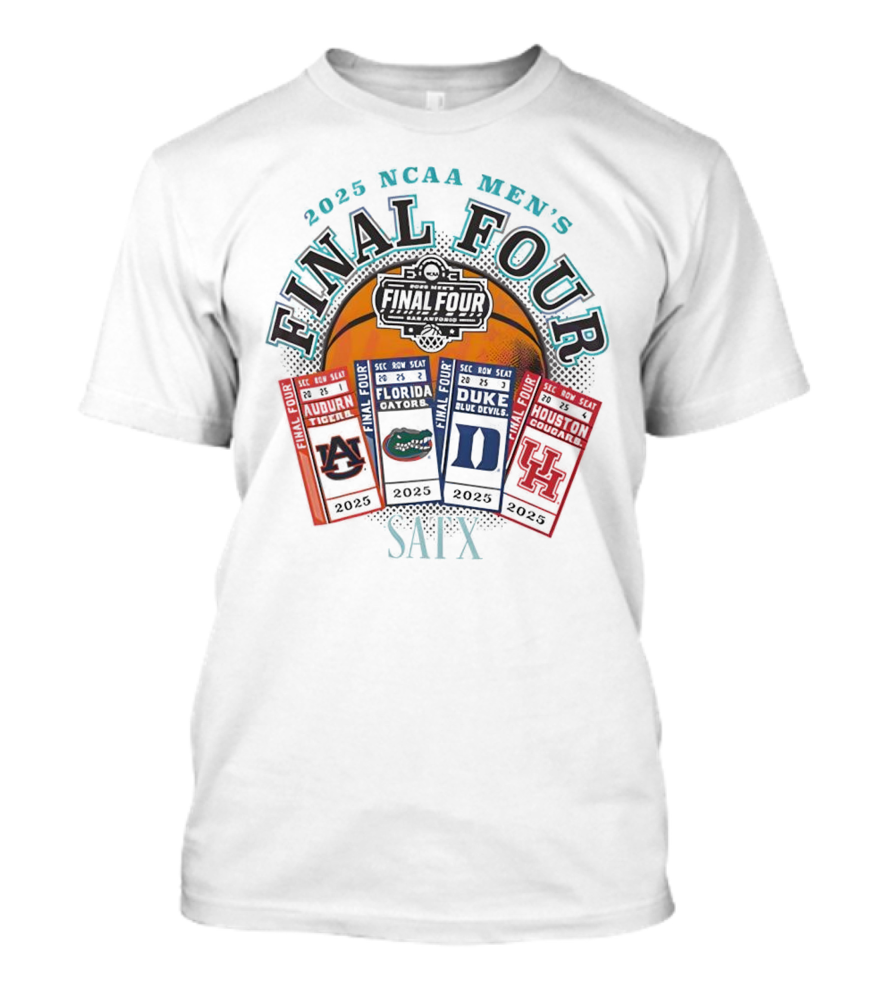 2025 NCAA Men's Final Four Auburn Tigers Florida Gators Duke Blue Devils Houston Cougars SA TX T-Shirt